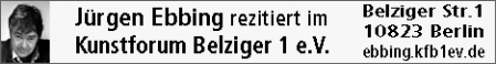 REZITATIONSABENDE mit Jürgen Ebbing im Kunstforum Belziger 1 e.V.